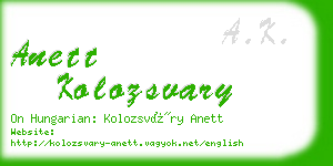 anett kolozsvary business card